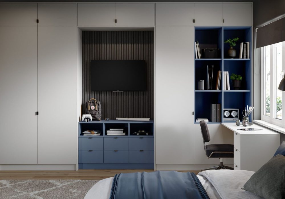 Matt Light Grey and Supermatt Colonial Blue